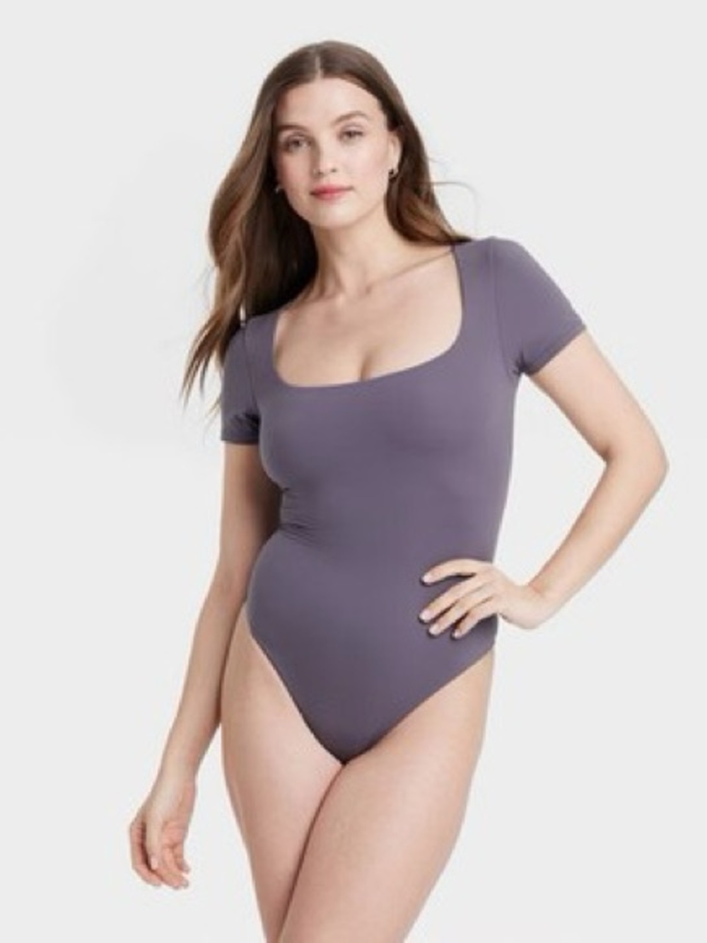 Women Luxe Stretch Squareneck Thong Bodysuit - Auden